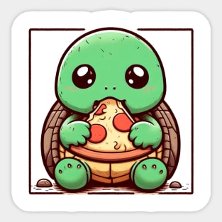 Pizza-Loving Baby Turtle Sticker